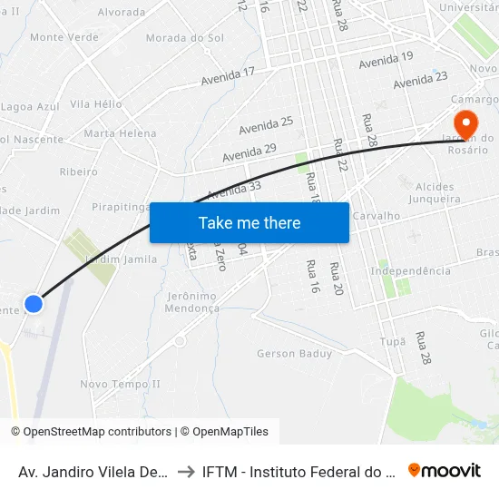 Av. Jandiro Vilela De Freitas, 4505 to IFTM - Instituto Federal do Triângulo Mineiro map