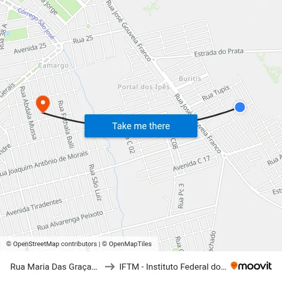 Rua Maria Das Graças Jorge Fazolino to IFTM - Instituto Federal do Triângulo Mineiro map