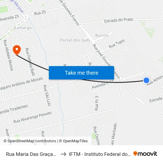 Rua Maria Das Graças Jorge Fazolino to IFTM - Instituto Federal do Triângulo Mineiro map