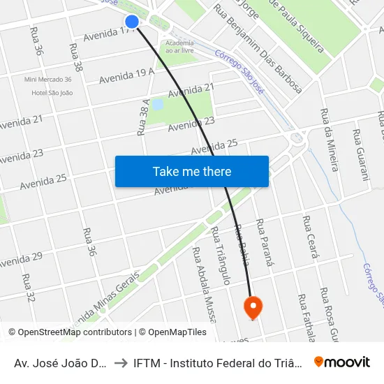 Av. José João Dib, 2640 to IFTM - Instituto Federal do Triângulo Mineiro map