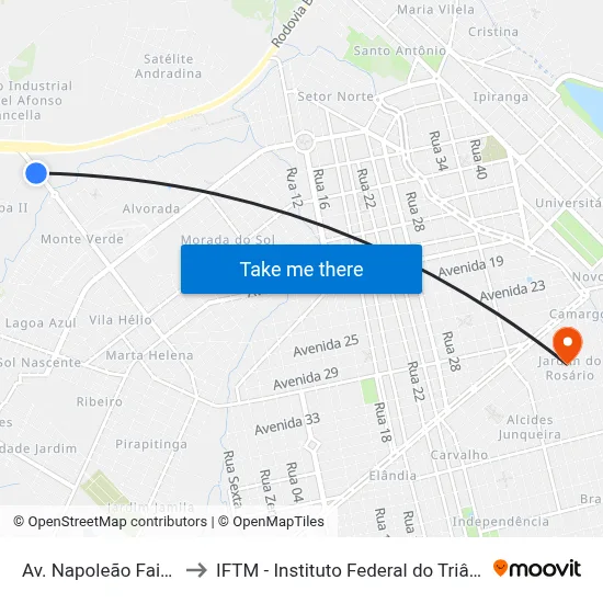 Av. Napoleão Faissol, 298 to IFTM - Instituto Federal do Triângulo Mineiro map