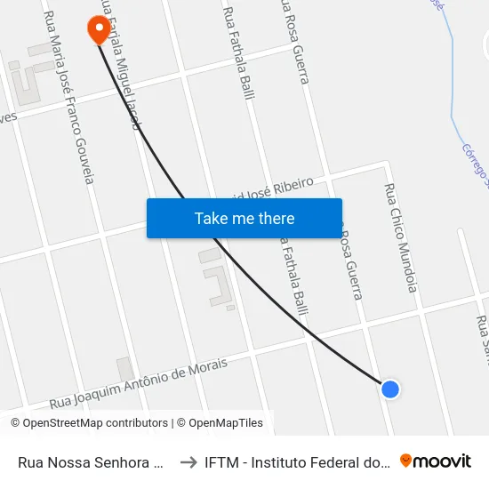 Rua Nossa Senhora Das Graças, 925 to IFTM - Instituto Federal do Triângulo Mineiro map