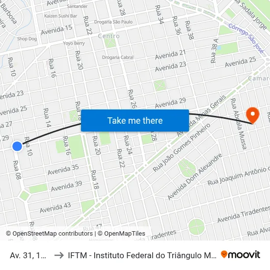 Av. 31, 1998 to IFTM - Instituto Federal do Triângulo Mineiro map