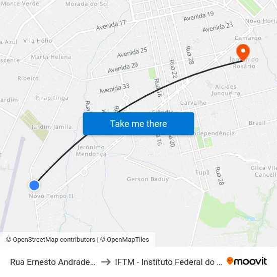 Rua Ernesto Andrade De Souza, 625 to IFTM - Instituto Federal do Triângulo Mineiro map