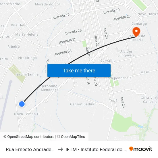 Rua Ernesto Andrade De Souza, 485 to IFTM - Instituto Federal do Triângulo Mineiro map