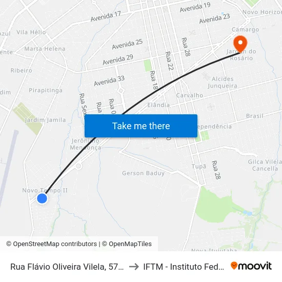 Rua Flávio Oliveira Vilela, 578 | Praça Áurea Muniz De Oliveira to IFTM - Instituto Federal do Triângulo Mineiro map