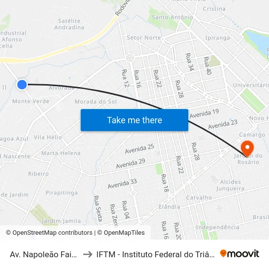 Av. Napoleão Faissol, 581 to IFTM - Instituto Federal do Triângulo Mineiro map