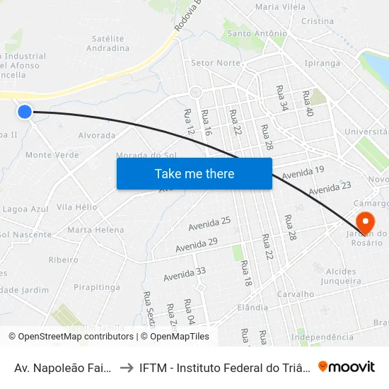 Av. Napoleão Faissol, 297 to IFTM - Instituto Federal do Triângulo Mineiro map