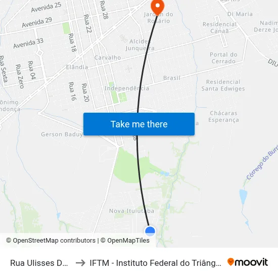 Rua Ulisses De Melo to IFTM - Instituto Federal do Triângulo Mineiro map
