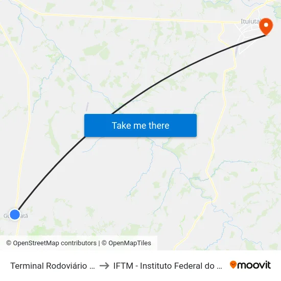 Terminal Rodoviário De Gurinhatã to IFTM - Instituto Federal do Triângulo Mineiro map