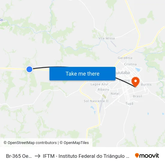 Br-365 Oeste to IFTM - Instituto Federal do Triângulo Mineiro map
