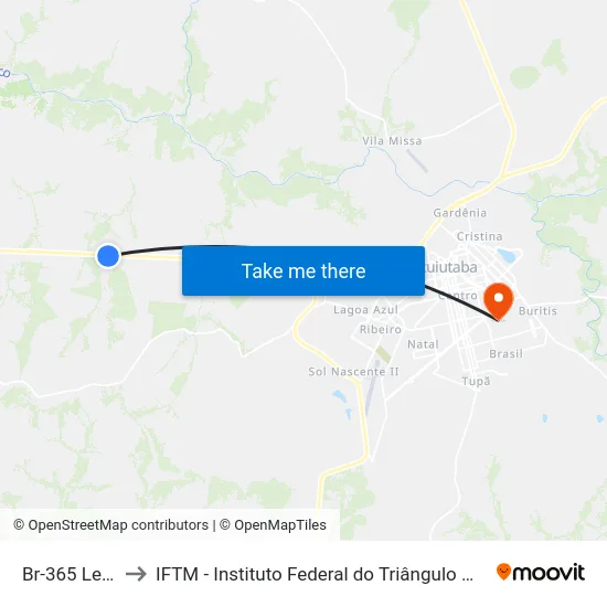 Br-365 Leste to IFTM - Instituto Federal do Triângulo Mineiro map