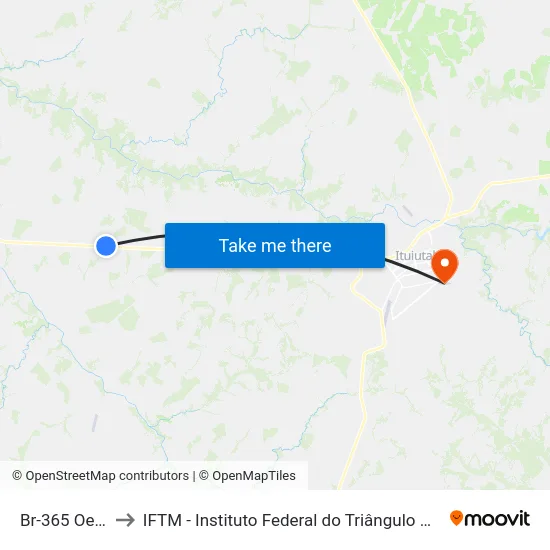 Br-365 Oeste to IFTM - Instituto Federal do Triângulo Mineiro map