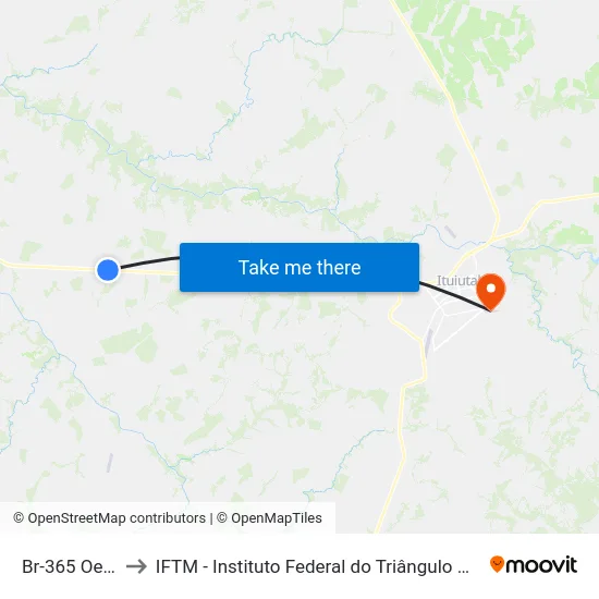 Br-365 Oeste to IFTM - Instituto Federal do Triângulo Mineiro map