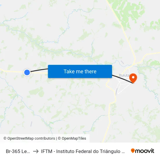 Br-365 Leste to IFTM - Instituto Federal do Triângulo Mineiro map