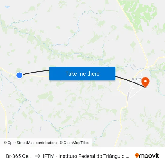 Br-365 Oeste to IFTM - Instituto Federal do Triângulo Mineiro map