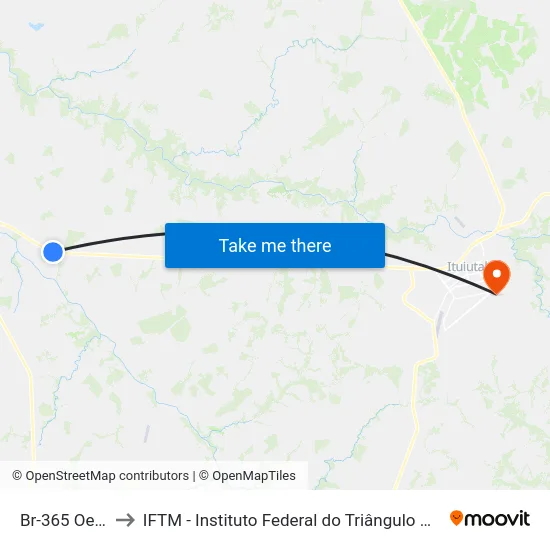 Br-365 Oeste to IFTM - Instituto Federal do Triângulo Mineiro map