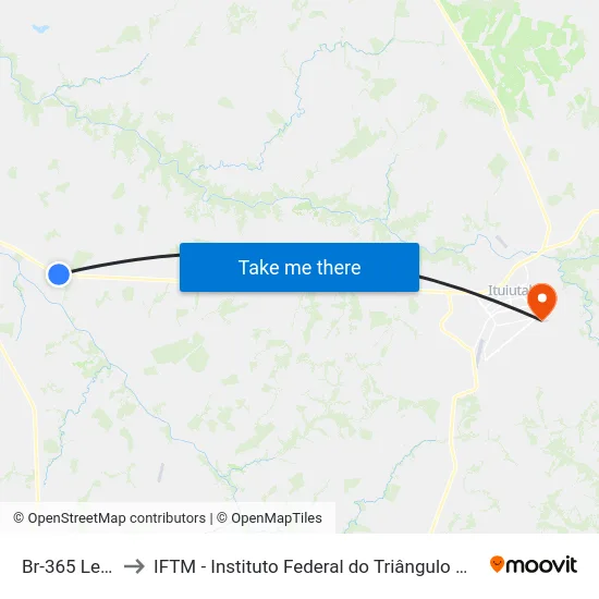 Br-365 Leste to IFTM - Instituto Federal do Triângulo Mineiro map
