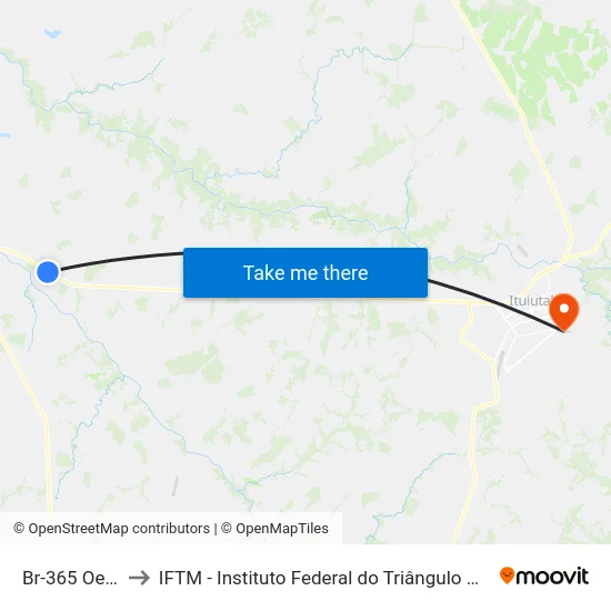 Br-365 Oeste to IFTM - Instituto Federal do Triângulo Mineiro map