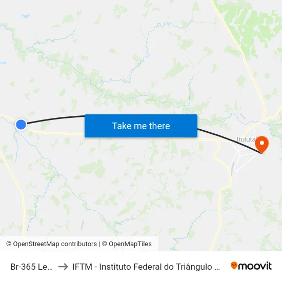 Br-365 Leste to IFTM - Instituto Federal do Triângulo Mineiro map
