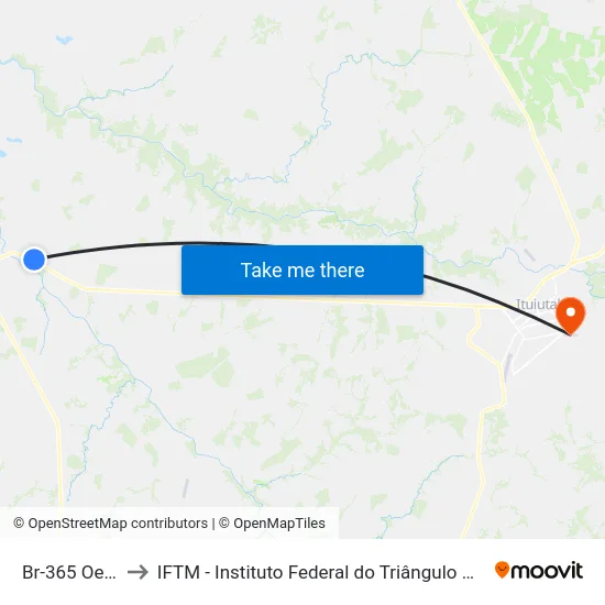Br-365 Oeste to IFTM - Instituto Federal do Triângulo Mineiro map