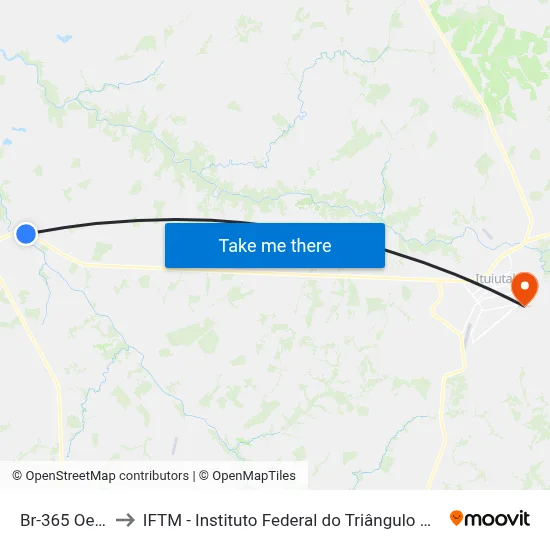 Br-365 Oeste to IFTM - Instituto Federal do Triângulo Mineiro map