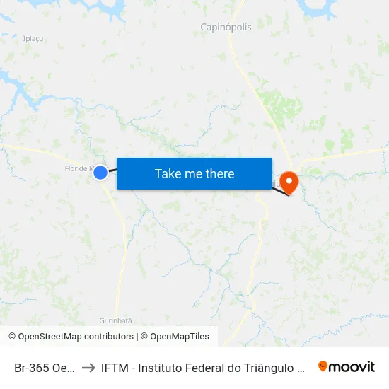 Br-365 Oeste to IFTM - Instituto Federal do Triângulo Mineiro map