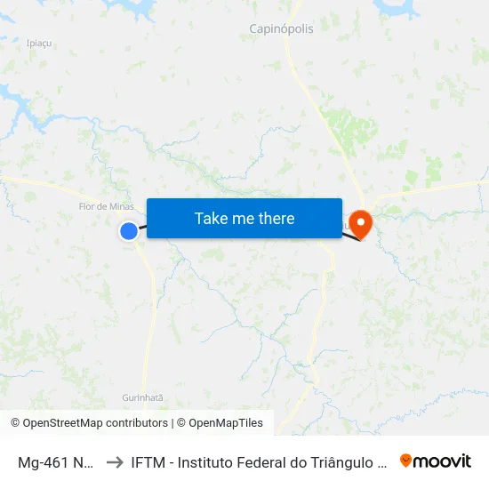 Mg-461 Norte to IFTM - Instituto Federal do Triângulo Mineiro map