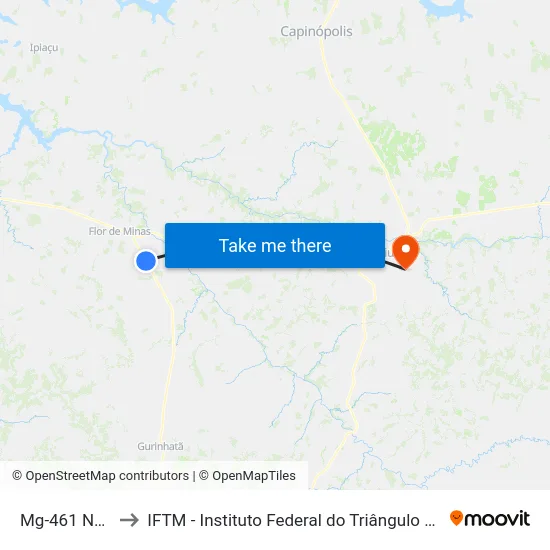 Mg-461 Norte to IFTM - Instituto Federal do Triângulo Mineiro map
