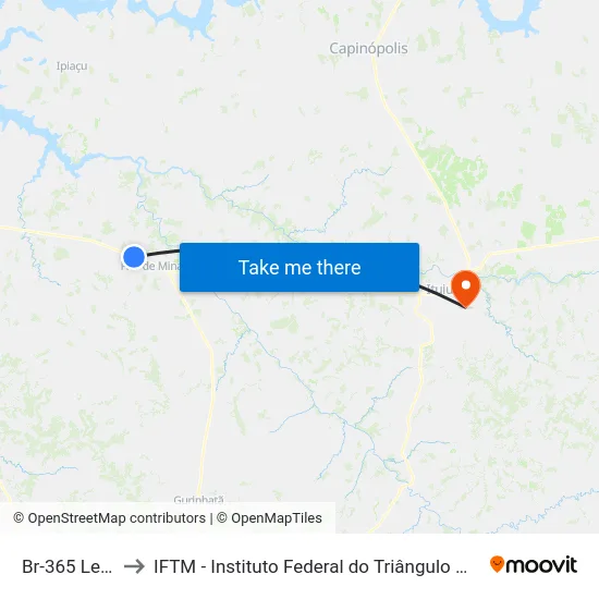 Br-365 Leste to IFTM - Instituto Federal do Triângulo Mineiro map