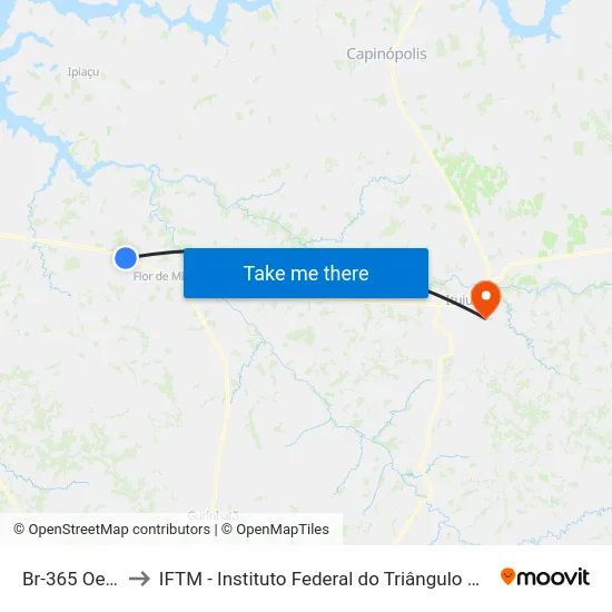 Br-365 Oeste to IFTM - Instituto Federal do Triângulo Mineiro map