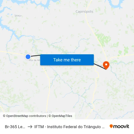 Br-365 Leste to IFTM - Instituto Federal do Triângulo Mineiro map