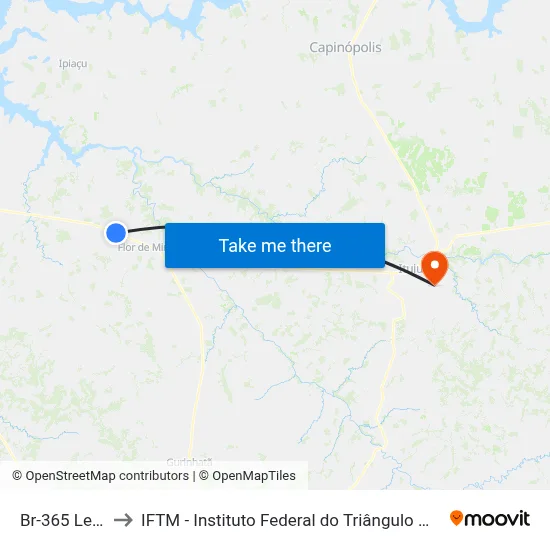 Br-365 Leste to IFTM - Instituto Federal do Triângulo Mineiro map