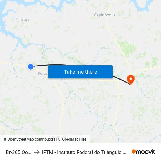 Br-365 Oeste to IFTM - Instituto Federal do Triângulo Mineiro map