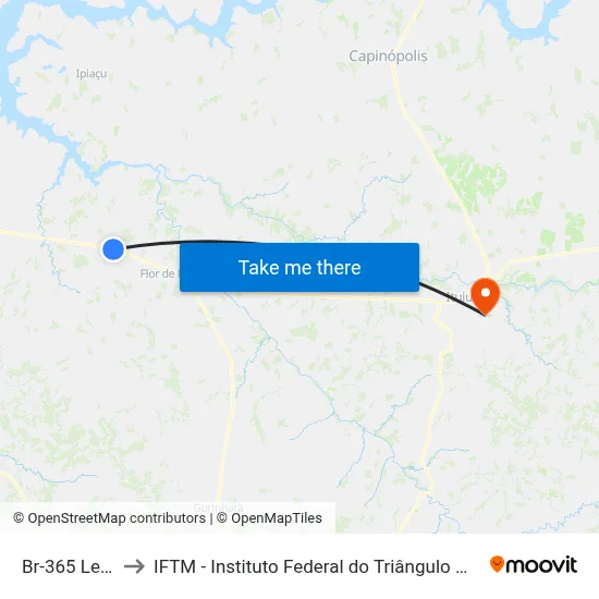 Br-365 Leste to IFTM - Instituto Federal do Triângulo Mineiro map