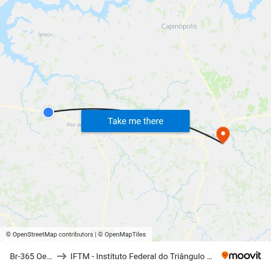 Br-365 Oeste to IFTM - Instituto Federal do Triângulo Mineiro map