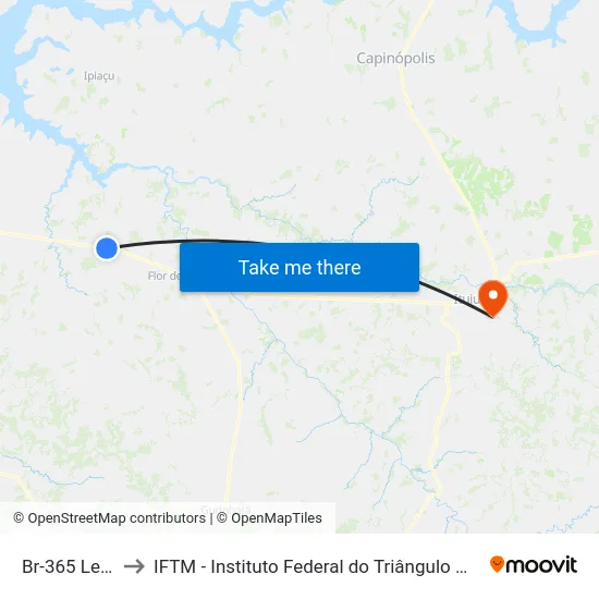 Br-365 Leste to IFTM - Instituto Federal do Triângulo Mineiro map