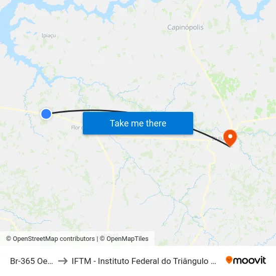Br-365 Oeste to IFTM - Instituto Federal do Triângulo Mineiro map