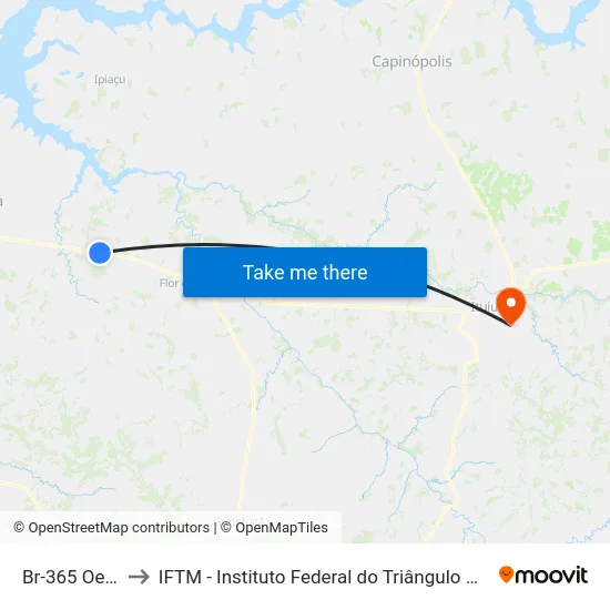 Br-365 Oeste to IFTM - Instituto Federal do Triângulo Mineiro map