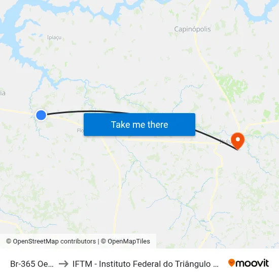 Br-365 Oeste to IFTM - Instituto Federal do Triângulo Mineiro map