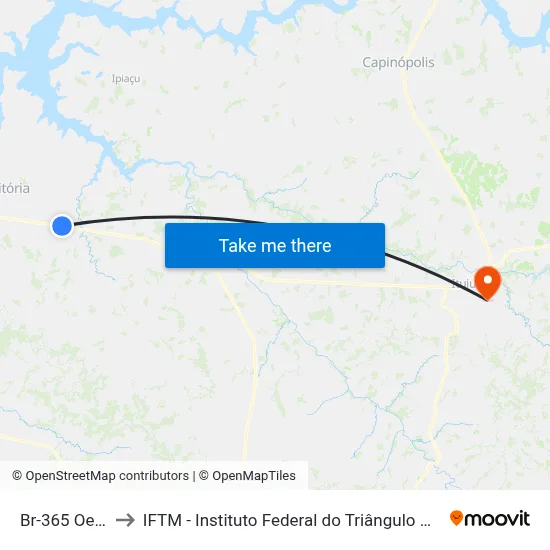 Br-365 Oeste to IFTM - Instituto Federal do Triângulo Mineiro map