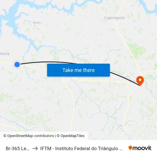 Br-365 Leste to IFTM - Instituto Federal do Triângulo Mineiro map