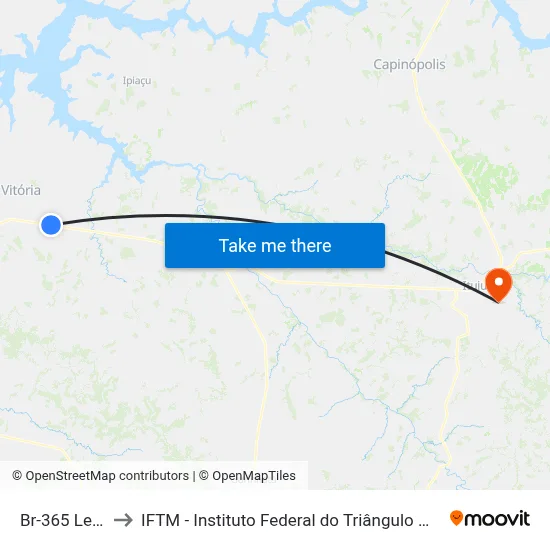 Br-365 Leste to IFTM - Instituto Federal do Triângulo Mineiro map
