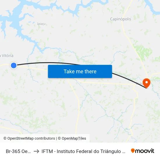 Br-365 Oeste to IFTM - Instituto Federal do Triângulo Mineiro map