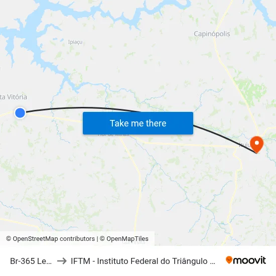 Br-365 Leste to IFTM - Instituto Federal do Triângulo Mineiro map