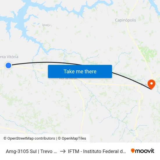 Amg-3105 Sul | Trevo De Santa Vitória to IFTM - Instituto Federal do Triângulo Mineiro map