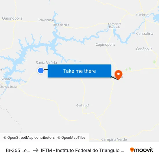 Br-365 Leste to IFTM - Instituto Federal do Triângulo Mineiro map