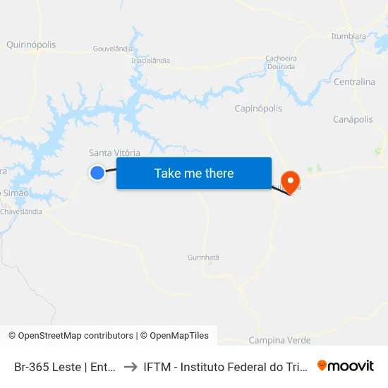 Br-365 Leste | Entr. Dsv-454 to IFTM - Instituto Federal do Triângulo Mineiro map