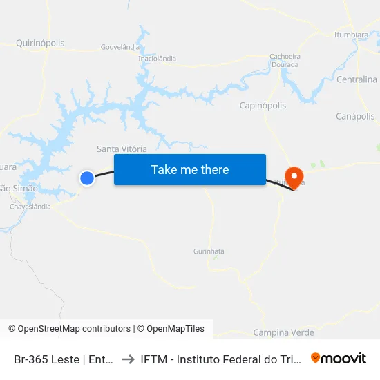 Br-365 Leste | Entr. Dsv-160 to IFTM - Instituto Federal do Triângulo Mineiro map