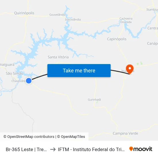 Br-365 Leste | Trevo Br-364 to IFTM - Instituto Federal do Triângulo Mineiro map